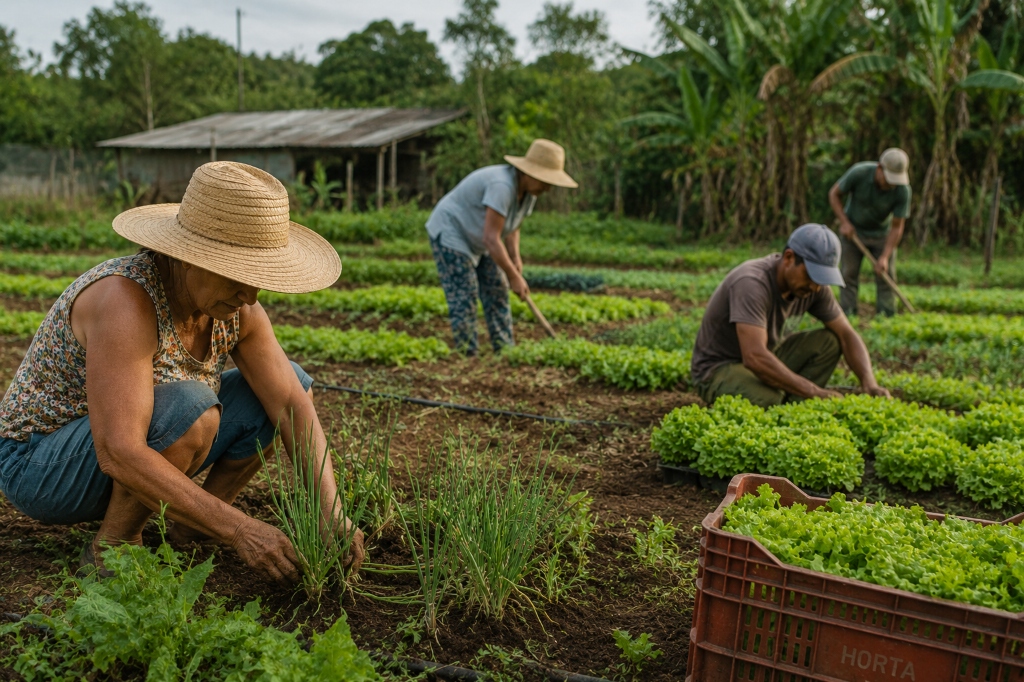 Cultivo manual e agroecológico em horta familiar